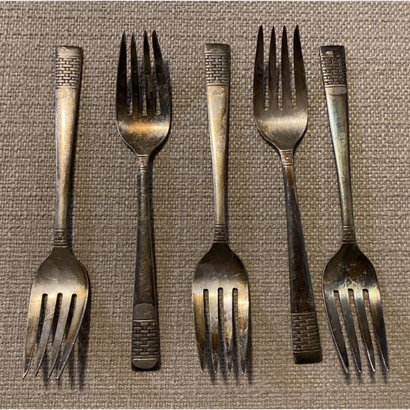 Vtg National Silver Co Silverware King Edward Cavalcade 22 Pc Set Need Polishing - Picture 5 of 16